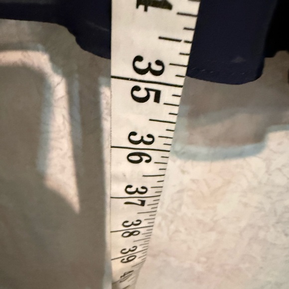 ASOS Navy Long Sheer Sleeve V-Neck Dress with Pearl-Embellished Shoulders, Flowy - Picture 8 of 8